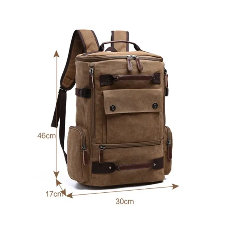 حقيبة ظهر قماشية عتيقة للرجال ، حقيبة مدرسية ، حقائب سفر ، سعة كبيرة ، حقيبة كمبيوتر محمول ، جودة عالية