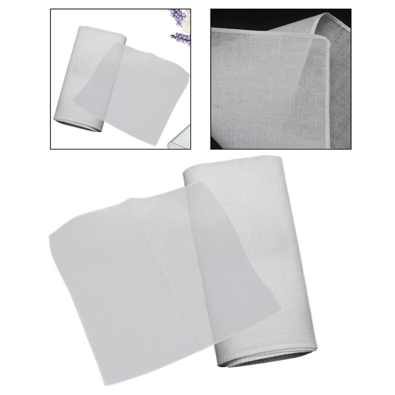 Mouchoirs blancs pour hommes, 10 pièces, carrés de poche de 10 pouces, en coton doux imbibé, fournitures de bricolage