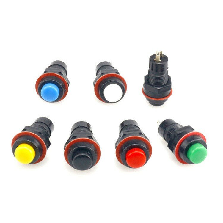10PCS DS-211/213 Round button switch with cable with lock locking self-reset small button mounting hole 10MM