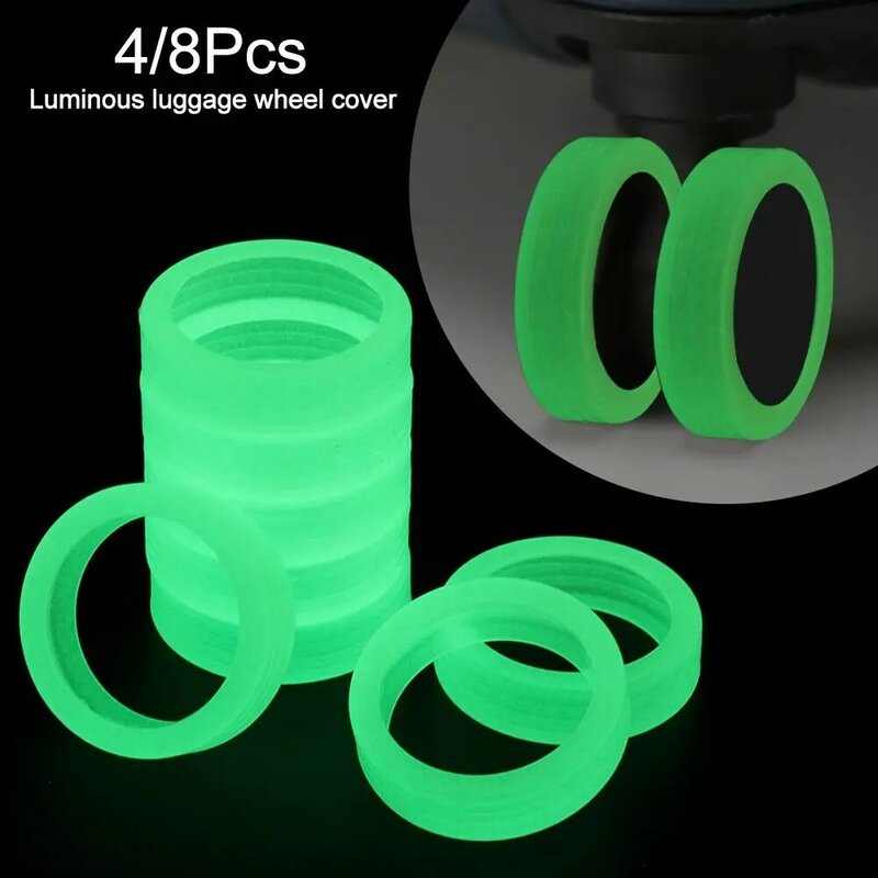 4/8Pcs Luggage Accessories Luminous Luggage Wheels Protector Reduce Wheel Wear Silicone Trolley Box Casters Cover