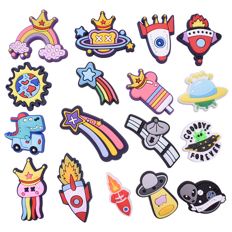 shoe Charms Accessories PVC out space game alien Shoe Decoration For sandals clog accessories Girls Kids Party X-mas Gifts