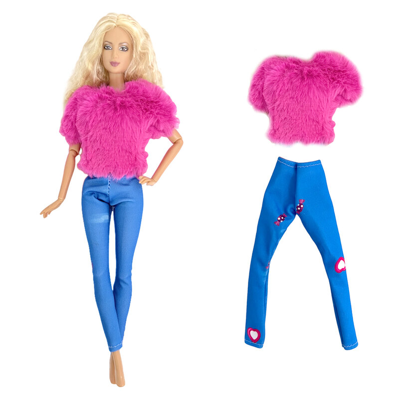 NK Offizielle Fashion Puppen Outfit Tuch Casual Pelz Hemd Kleidung Für Barbie Puppe Party Kleidung Kinder Geschenk Spielzeug Puppe Zubehör