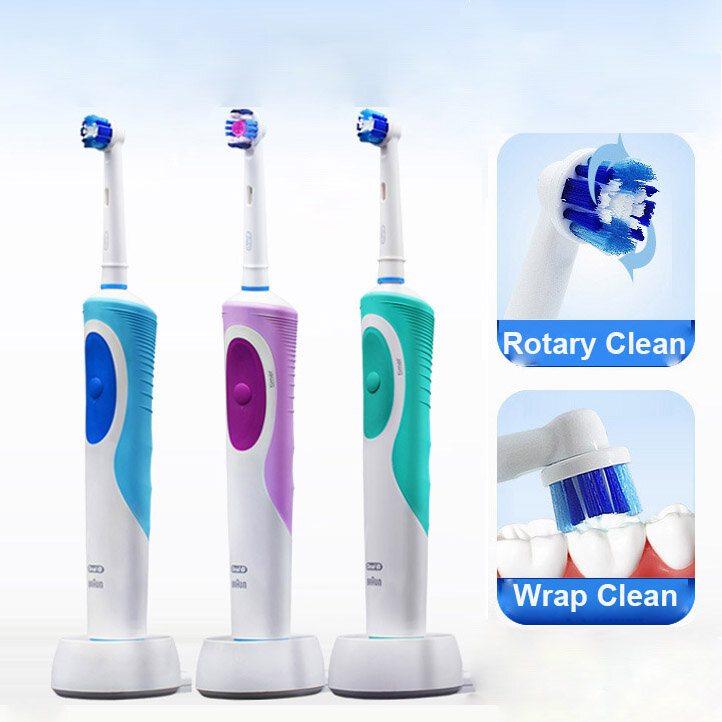 Oral B-cepillo de dientes eléctrico giratorio para adulto, limpieza Oral 3D, Vitality, carga inductiva, cabezal de cepillo de regalo