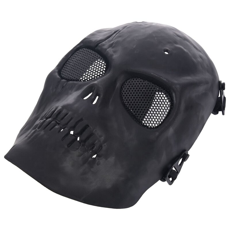 Airsoft completa protetora crânio máscara, preto, 3 pcs