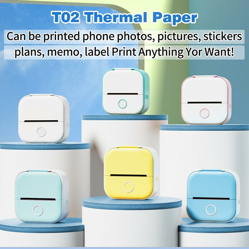 Phomemo T02 Thermal Printer Paper Thermal Sticker BPA Free for Journal Photo Picture Texts Study Notes To Do List 3rolls/box