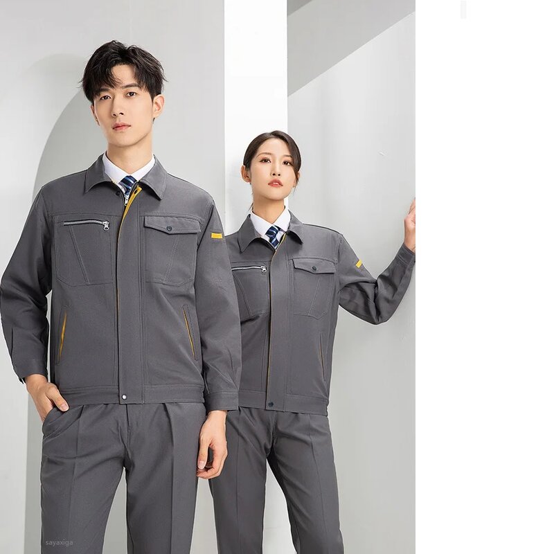 High Quality Work Clothing Anti Static Working Uniforms Factory Workshop Zipper Jacket With Pants Mechanical Repairman Work Suit