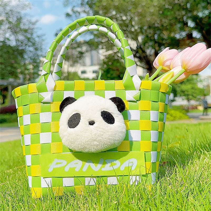 Плетеная корзина, портативная Экологически чистая универсальная удобная прочная Экологически чистая сумка для покупок, животные, плюшевые игрушки, детские игрушки