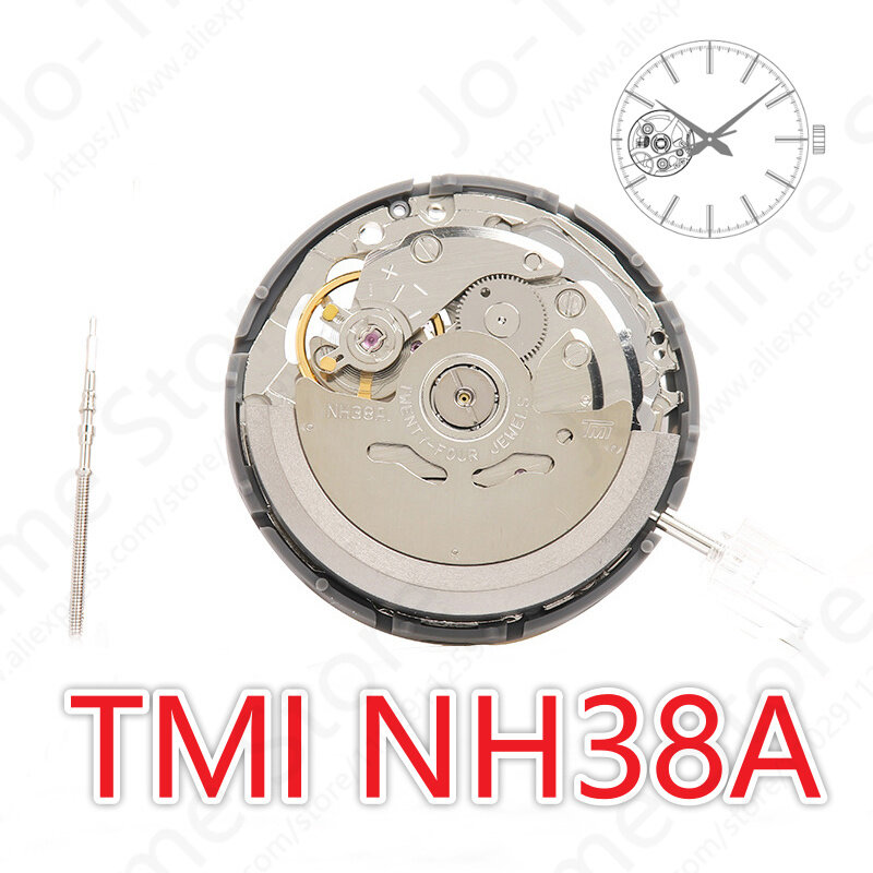حركة ساعة NH38A NH38 ، لف ذاتي أوتوماتيكي ، ميكانيكي ، 24 مجوهرات ، ساعات عالية الجودة ، أجزاء ملحقات