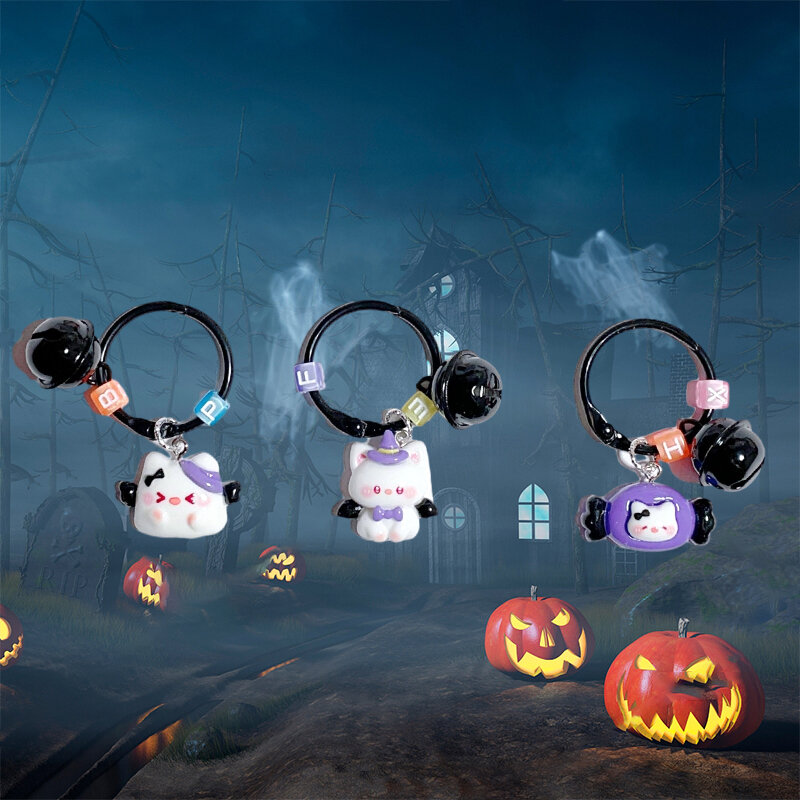 Schattige Halloween Kitty Sleutelhanger Cartoon Pompoen Ghost Kat Pop Hanger Sleutelhanger Rugzak Charmes Auto Decoratie Tas Accessoires