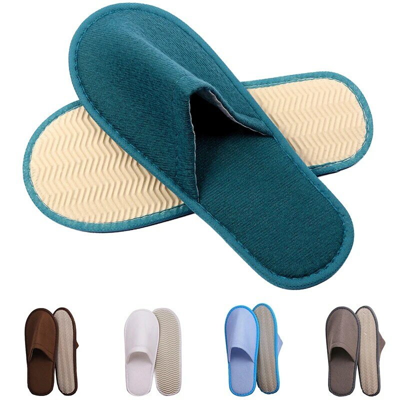 Household Plush Anti-slip Slippers For Lady Comfort Hospitality Shoe One Time Use High Quality Closed Toe Non-slip Hotel Slipper