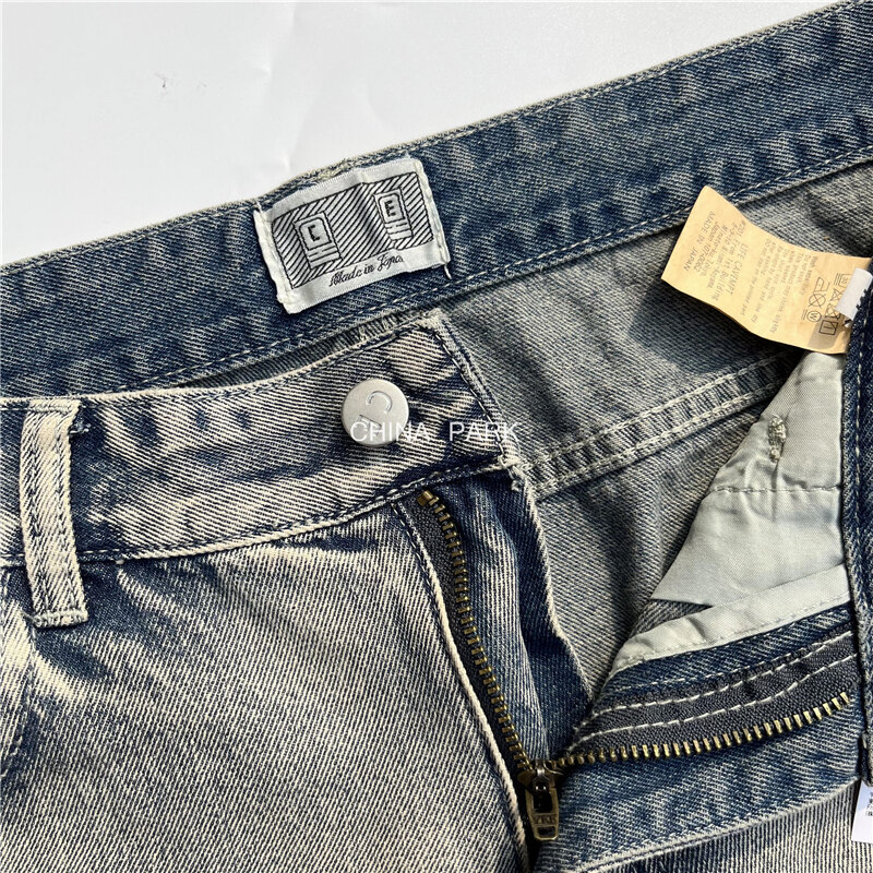 2023ss Hole CAV EMPT C.E Jeans mężczyźni kobiety 1:1 wysokiej jakości ładne sprane spodnie z zamkiem błyskawicznym do spodni y2k