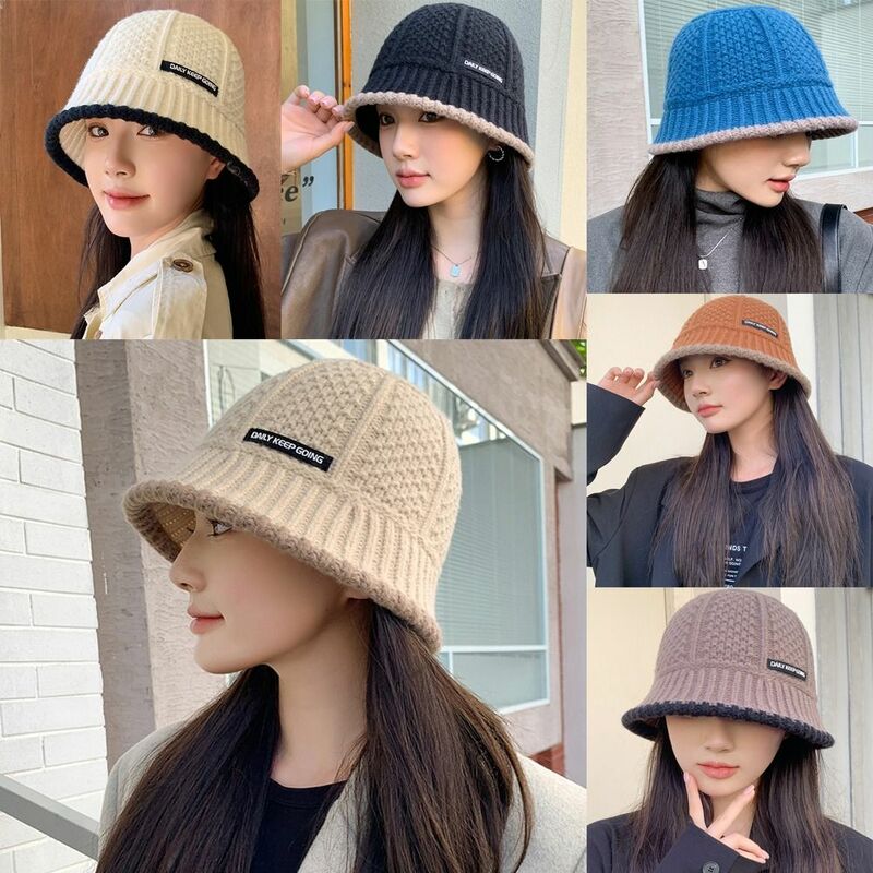 Cappello retrò autunno inverno berretti cappello caldo Versatile berretto lavorato a maglia moda addensare cappello da pescatore donna signora femminile