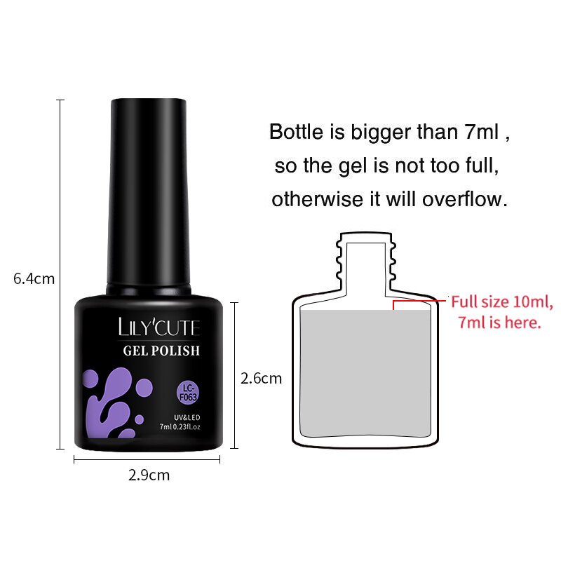 Lilycute 184 Kleuren 7Ml Nagelgellak Semi-Permanente Glitter Weken Van Basis Top Jas Uv Led Nagelgel Lak Nail Art Manicure