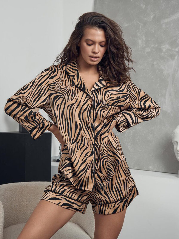 Marthaqi-女性用の襟付きパジャマ,長袖,ナイトウェア,カジュアルショーツ,セクシー,ナイトウェア,ファッショナブル