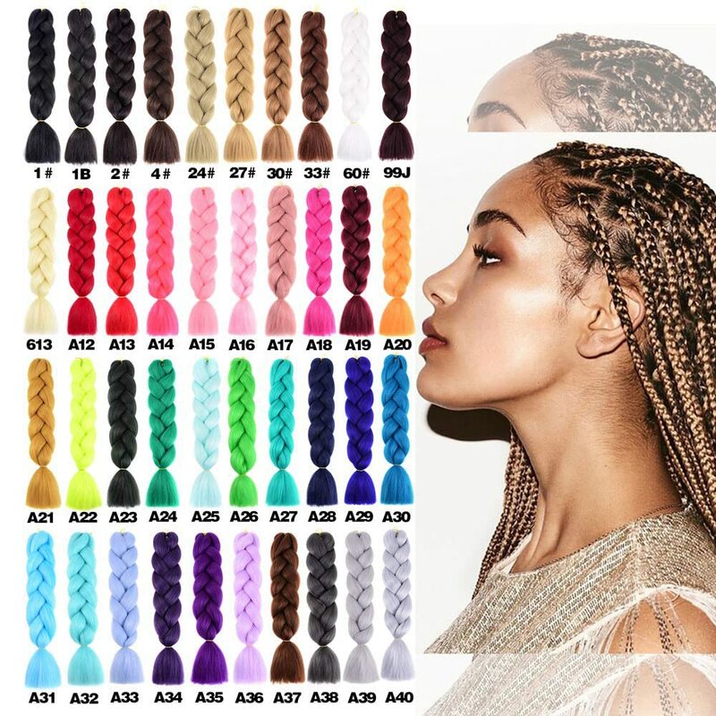 Ombre Braiding Hair 24 Inch 1PCS/Pack High-temperature Synthetic  Crochet Twist Rainbow Hair Gray Black Trend Way for Women