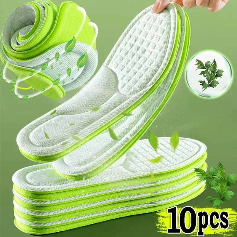 10pcs Memory Foam Orthopedic Insoles Shoe Pad Men Women Nano Antibacterial Deodorization Insole Sweat Absorption Running Cushion