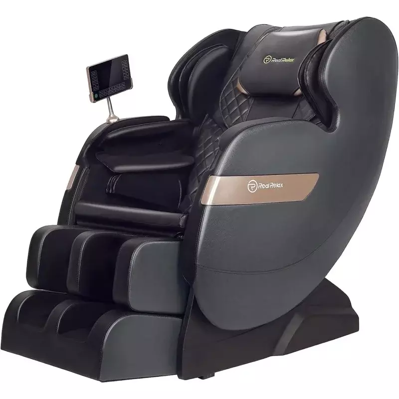 Real Relax-Cadeira de massagem corporal completa, massagem reclinável de gravidade zero, controle APP, preto e cinza, Dual-Core S Track, 2024