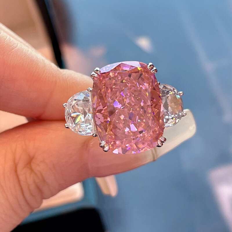 Невыцветающее роскошное классическое Кольцо Розового цвета, обручальное кольцо с цирконием, женская бижутерия, аксессуары