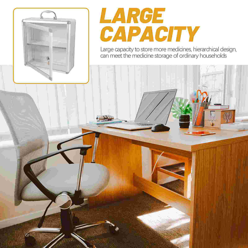 Emergency Medicine Box Metal Box Wall Hanging Emergency Box Lockable Storage Container for Outdoors Home Community Office Wall