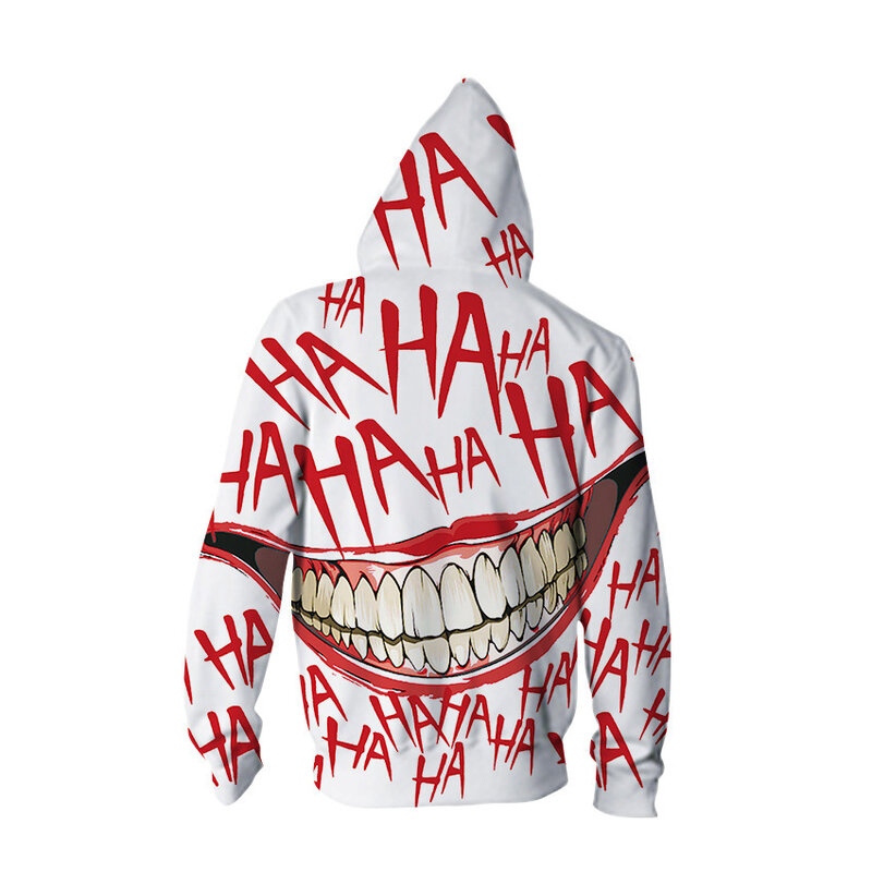 Haha Joker 3d gedruckt Sweatshirt Reiß verschluss Männer/Frauen Hip Hop Spaß Herbst Straße Dekoration Körper großes Paar Hoodie