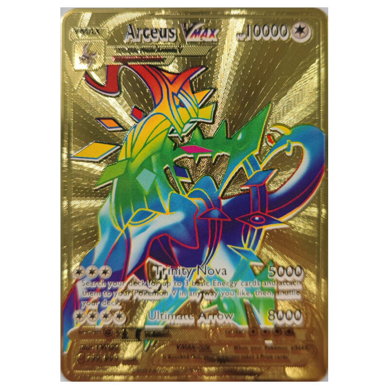 بطاقة معدنية ذهبية Arceus VMAX Pokémon ، نسخة إنجليزية رائعة ، مجموعة ألعاب ، بطاقة حديدية ، هدية أطفال ، 10000ph