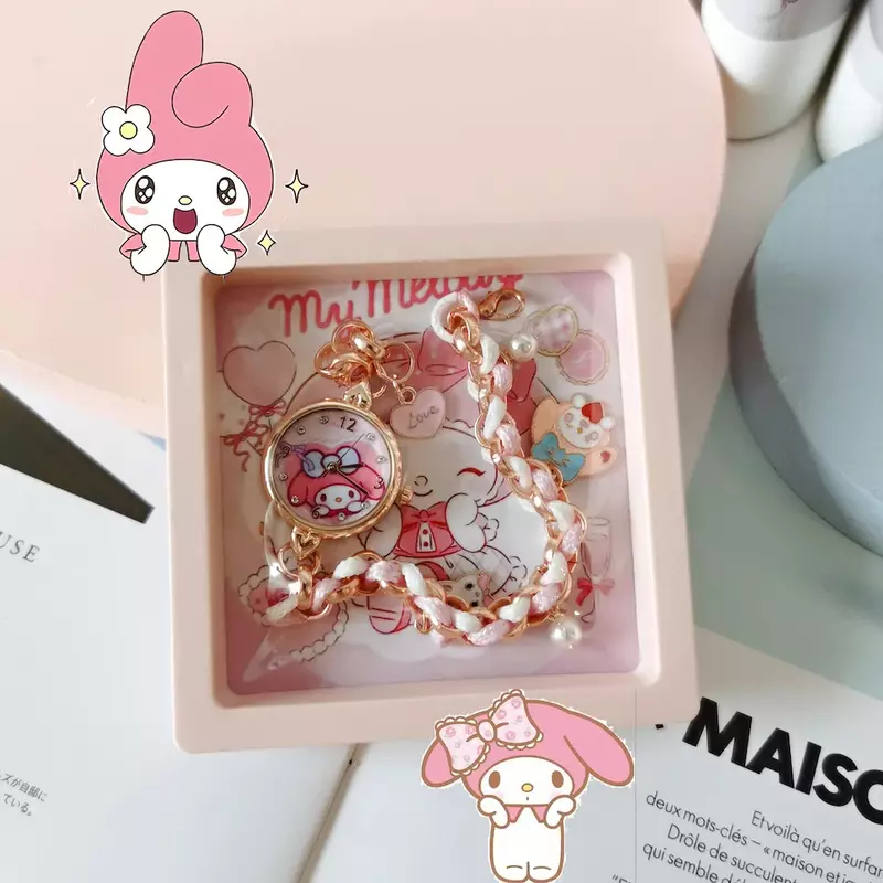 Penjualan terlaris Sanrio Kuromi Jade Gui Gou melodi kartun imut gadis liontin gelang jam tangan hadiah ulang tahun hadiah kreatif