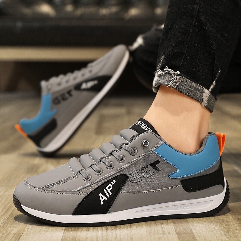 2024Brand Men's Sneakers Fashion Leather CasualShoes Lightweight RunningShoes Comfortable Walking Shoe Platform Vulcanized Shoes