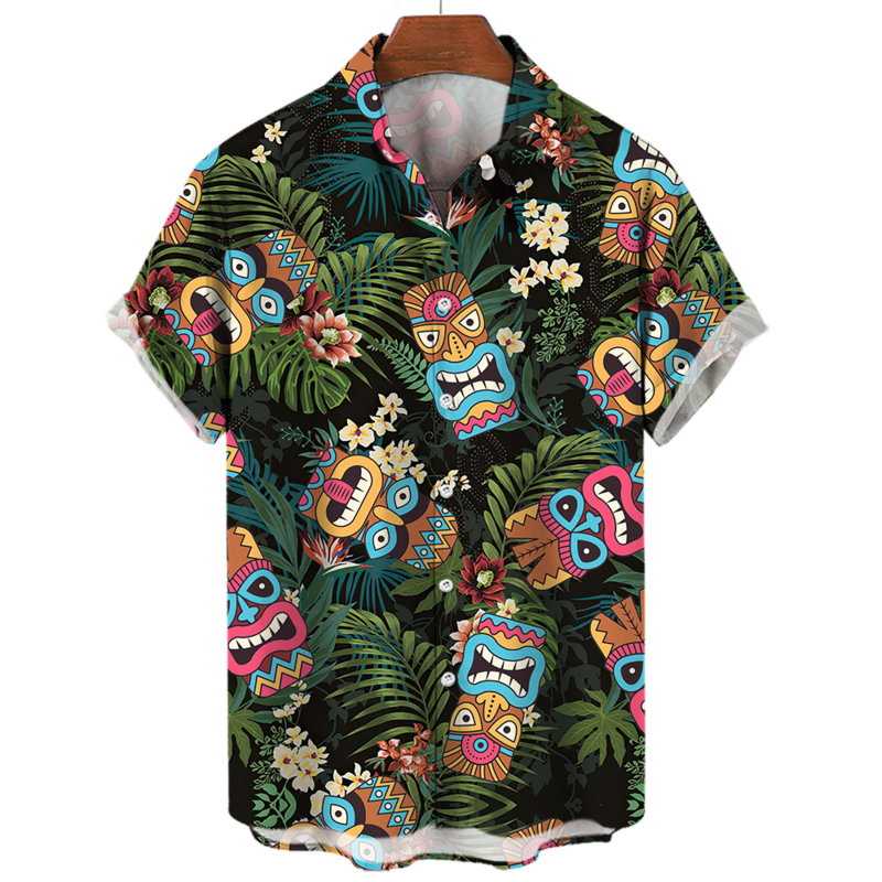 2024เสื้อ3D ฮาวายผู้ชาย, เสื้อสตรีทแวร์ผ้าฝ้ายแขนสั้นโอเวอร์ไซส์ฤดูร้อนเสื้อเบลาส์ลายดอกไม้ย้อนยุค