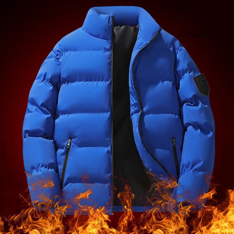 Manteau en coton coupe-vent pour homme avec fermeture à glissière, rembourrage optique, col montant, froid, hiver