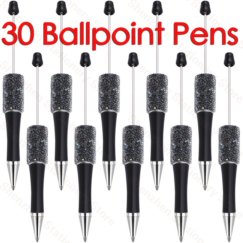 قلم حبر جاف أسود كامل مطرز بالنجم ، مجموعة ملصقات يدوية الصنع إبداعية ، قلم هدايا ماسي ، قلم إعلانات ، 30 +