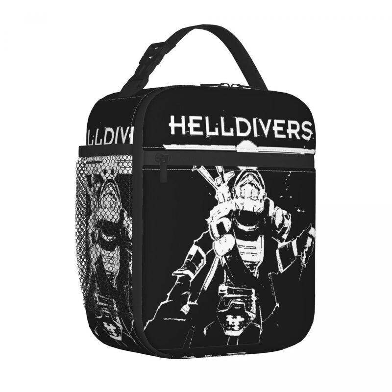 Helldivers Fanart Insulated Lunch Bag Cooler Bag Reusable Large Tote Lunch Box Food Storage Bags Work Outdoor