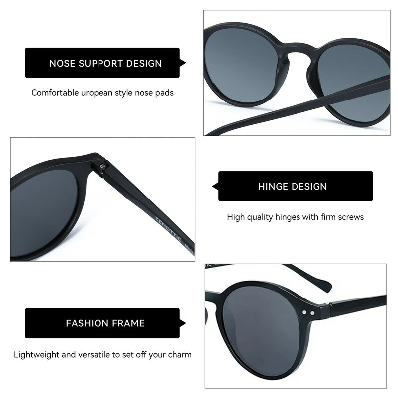 Солнцезащитные очки ZENOTTIC мужские/женские UV400, винтажные поляризационные, в круглой оправе, в стиле ретро, 2023