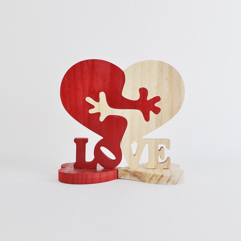 1 pezzo "amore" blocco di Puzzle in legno ornamento decorativo scultura ornamento in legno scultura blocco decorativo