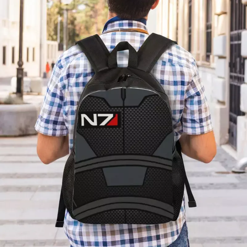Mass Effect N7 Armor Travel Backpack Men Women School Laptop Bookbag Alliance Military Video Game College Student Daypack Bags
