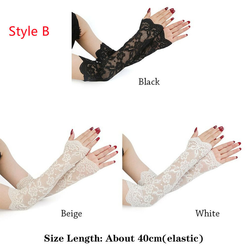Aesthetic Arm Sleeves Woman Lace Hand Accessories Summer UV Thin Long-Sleeved Anti-sunburn Gloves Driving Arm Warmers