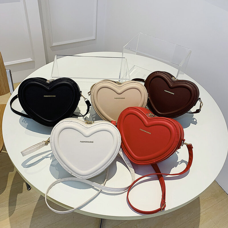 Women Fashion Bag Female Heart Bag Tote Bags PU Leather Handbag Shoulder Bag