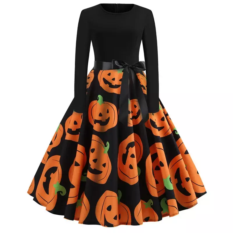 Halloween Cosplay Kostüm Requisiten Phantasie Kürbis Damen Kleid Langarm Prinzessin Kleid Festival Dress Up Party Vintage Robe