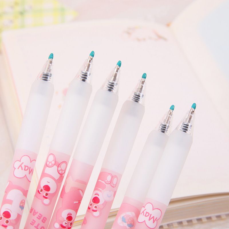Lotso-Girls' Cartoon Press Pen, de alto valor, rosa inercial, de secagem rápida, criativo, novo, doce, rosa, material escolar, por atacado