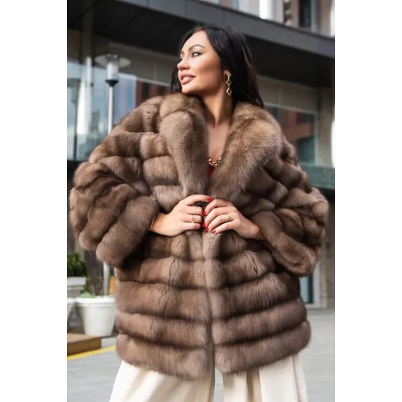 Casaco natural para mulheres, Casaco Real Fox Fur, Marcas de luxo, Inverno