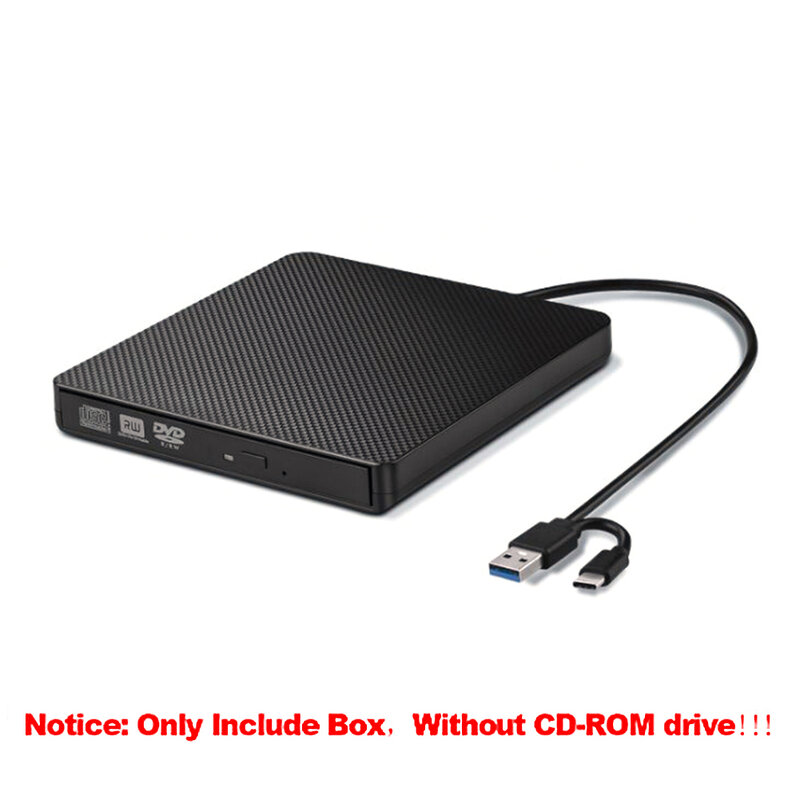 Caja de unidad óptica USB3.0 tipo C, caja de reproductor de CD-ROM de DVD, Plug and Play, grano de cuero, antideslizante para portátil y Notebook