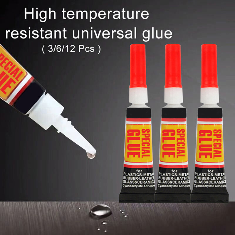 3-12pcs Liquid Super Glue Wood Rubber Metal Glass Cyanoacrylate Adhesive Stationery Store Nail Gel 502 Instant Strong Bond Leath