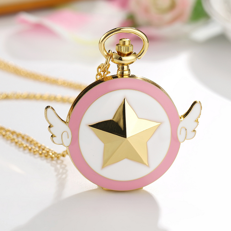 BENNEVIS-reloj de bolsillo de cuarzo para hombre y mujer, accesorio de pulsera con diseño de Luna, Anime, Sakura, cadena, estrella, ventilador, DeBolso