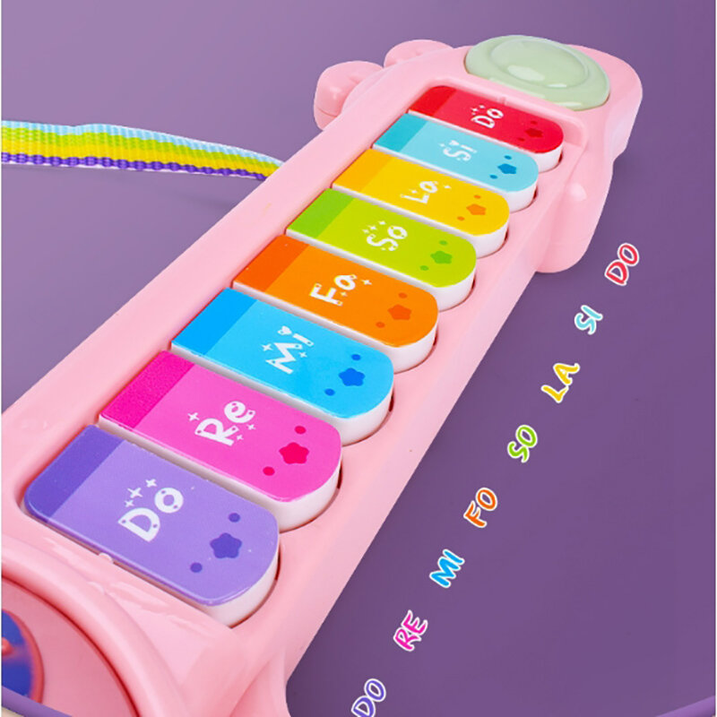 Children's Cartoon Multifunctional Music Guitar With Light Music Boys And Girls Enlightenment Musical Instrument Puzzle Toys