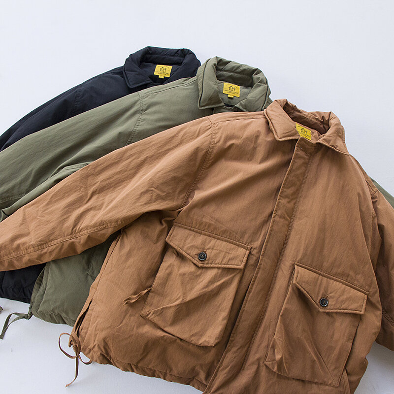 2023 남성용 겨울 재킷, 턴다운 칼라, 두꺼운 방풍 캐주얼 파카, 면 안감, 느슨한 지퍼 코트, 방한 외투, Z133
