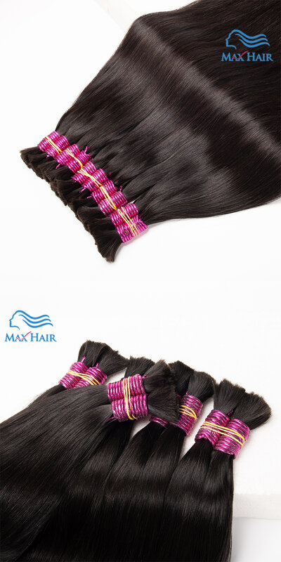 Indian Hair Human Hair Bulk Purple Garter No Weft 100%  Virgin Silky Straight  Full Ends Thicker Hair Extensions