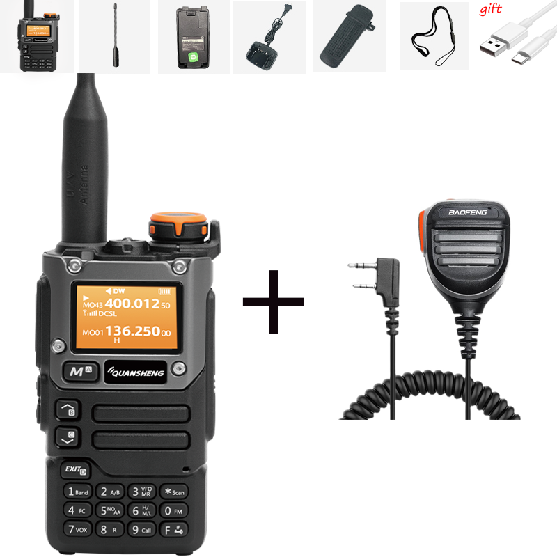 Quansheng-walkie-talkie UVK58, Radio bidireccional de banda completa de 50-600 MHz, cargador tipo C, AM, DTMF, Scrambler, NOAA, FM, UVK6, K5