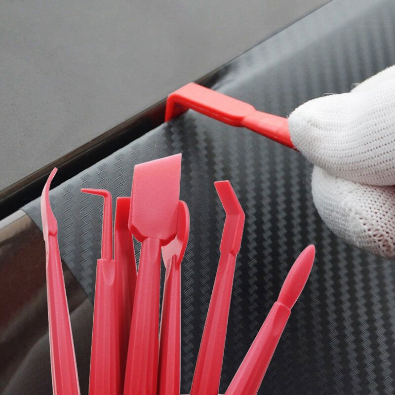 1Set Car Wrapping Flexible Micro- Squeegee Curved Slot Tint Tool & 7X Car Sticker Vinyl Wrap Film Squeegee Scraper Tools
