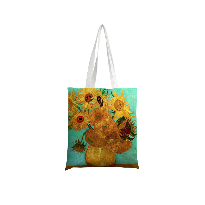Van Gogh Oil Painting Tote Bag Retro Art Starry Night Self-Portrait Fashion Lady Mona Lisa Shopper Grocery Canvas Shoulder Bag