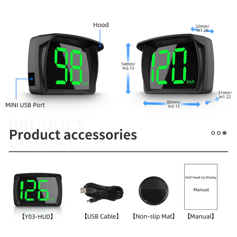 Universal Gps Hud Digital Speedometer Head Up Display Car Accessories Big Font Speed For Truck Car Beidou Dual Chips KM New