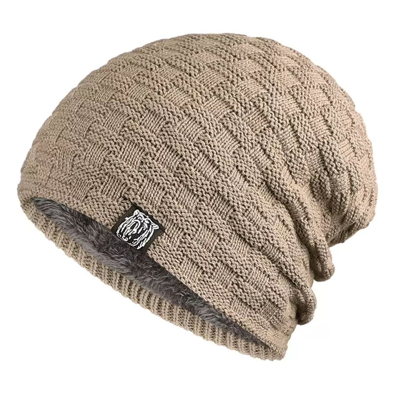 Зимняя мужская плюшевая шапка, облегающие шапки, уличные спортивные теплые вязаные шапочки